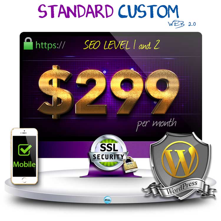 Standard Custom WordPress Managed Website $299.99 /month*